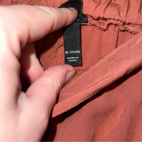 Art Class Wide Leg Terracotta Flowy Elastic Waistband Pants Size XL 14-16 - Picture 6 of 8